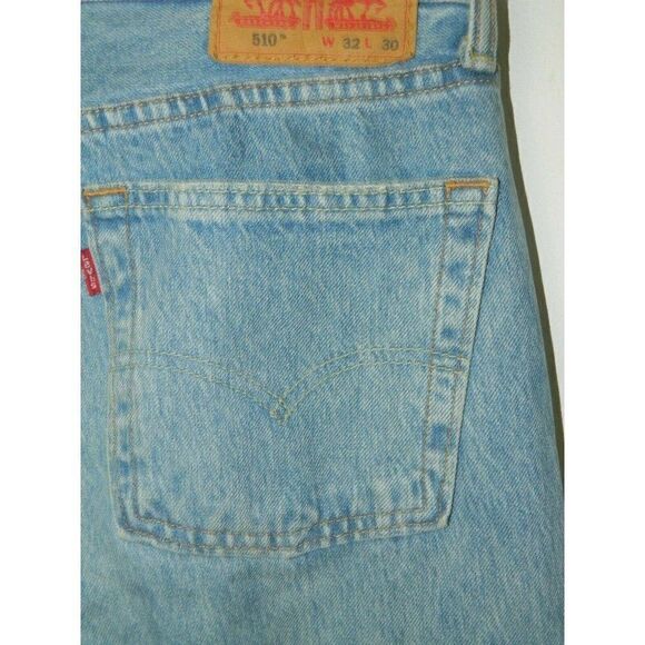 Levi's 510 Jeans Light Wash Distressed Frayed Hem Jeans Size W 32 L 30 - Picture 5 of 11